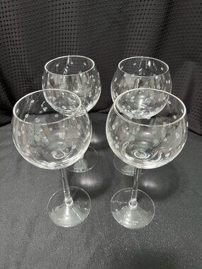 kate spade Clear Glass Wine Goblets with White Polka Dots - Set of 4